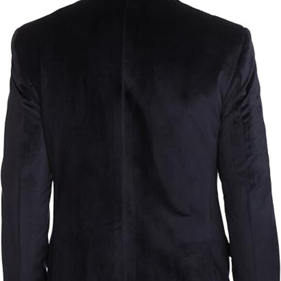 WINTAGE Men's Velvet Grandad Nehru Blazer Coat Jacket Navy Blue - Picture 2 of 5